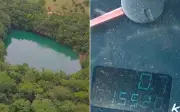 Amigos medem lago 'sem fundo' em Goiás e encontram 710 metros