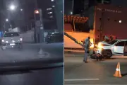 Caminhonete bate em poste em Santos e provoca clarão; motorista desmaiou