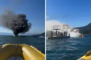 Embarcação pega fogo no Litoral Norte de SP; tripulante é resgatado