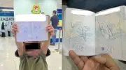 Filho desenha dinossauro em passaporte e cancela viagem da mãe na Malásia