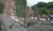 Lixo acumulado forma montanha de 5 m no Parque da Liberdade em Americana