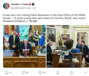 Trump posta sobre encontro com Flávio Bolsonaro e cita irmão