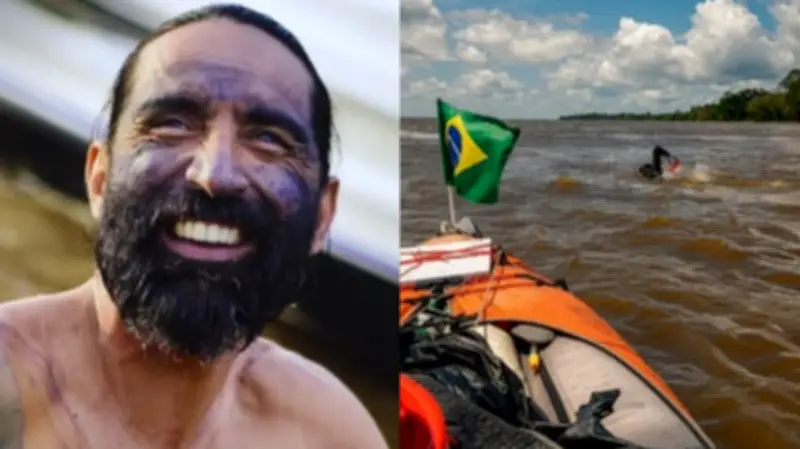 Ativista 'Homem-Peixe' chega a Santarém em expedição a nado pelo Amazonas