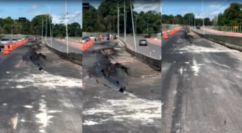 Avenida Liberdade interditada após asfalto ceder em Belém