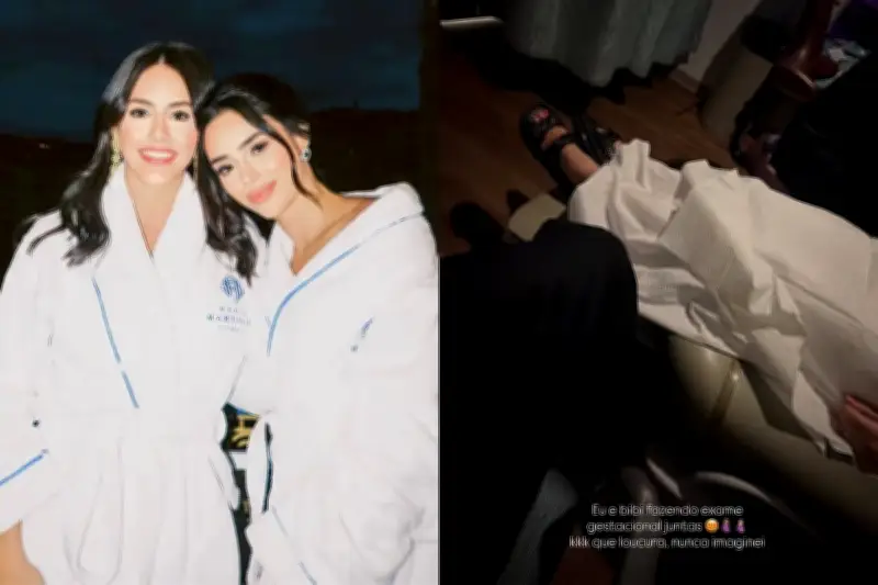 Bruna e Bianca Biancardi fazem exame gestacional juntas
