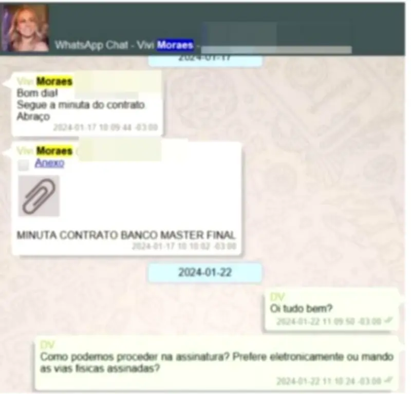 Contrato do Master e conversas entre Moraes e Vorcaro sem explicação