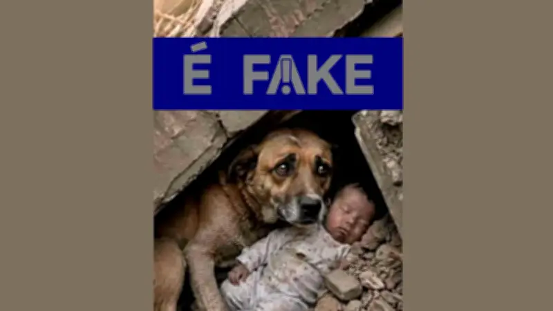 É #FAKE: imagem de cachorro protegendo bebê em terremoto na Venezuela foi criada por IA
