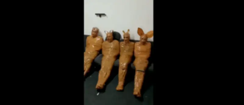 É #FAKE que vídeo de pessoas com fita adesiva mostre ladrões pegos por justiceiro