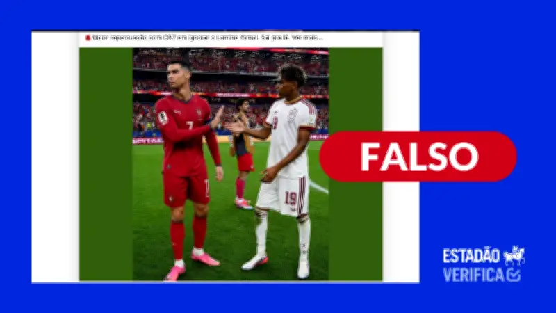 É falso que Cristiano Ronaldo ignorou Lamine Yamal; vídeo mostra abraço