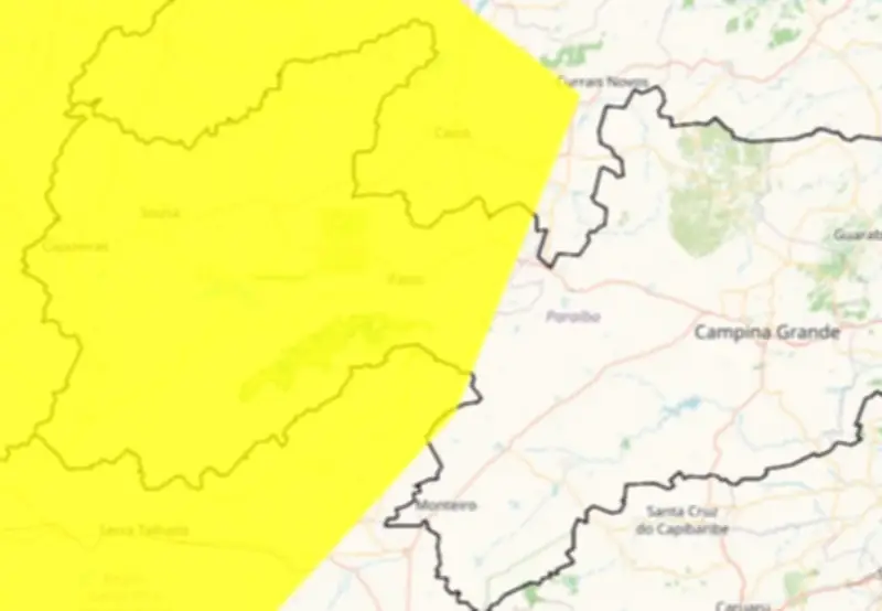 Inmet emite alerta amarelo de baixa umidade para 92 cidades da Paraíba