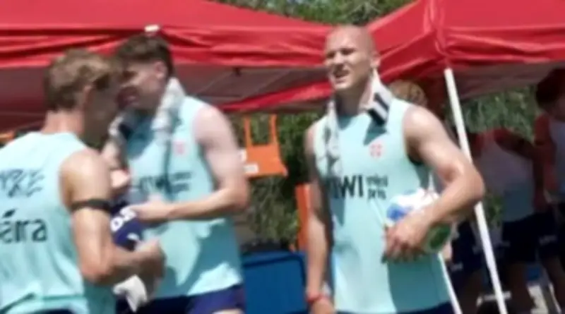 Jogadores da Noruega brincam com calor extremo nos EUA em vídeo