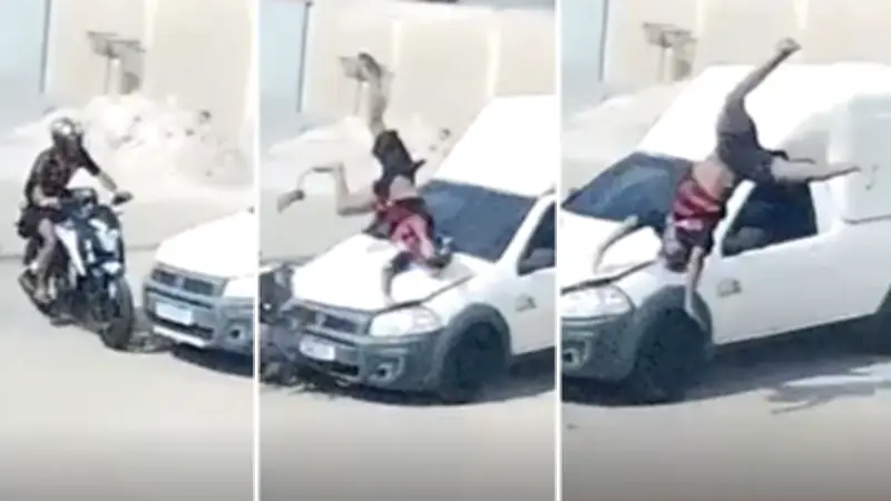 Motociclista sem CNH voa sobre carro em acidente em Linhares