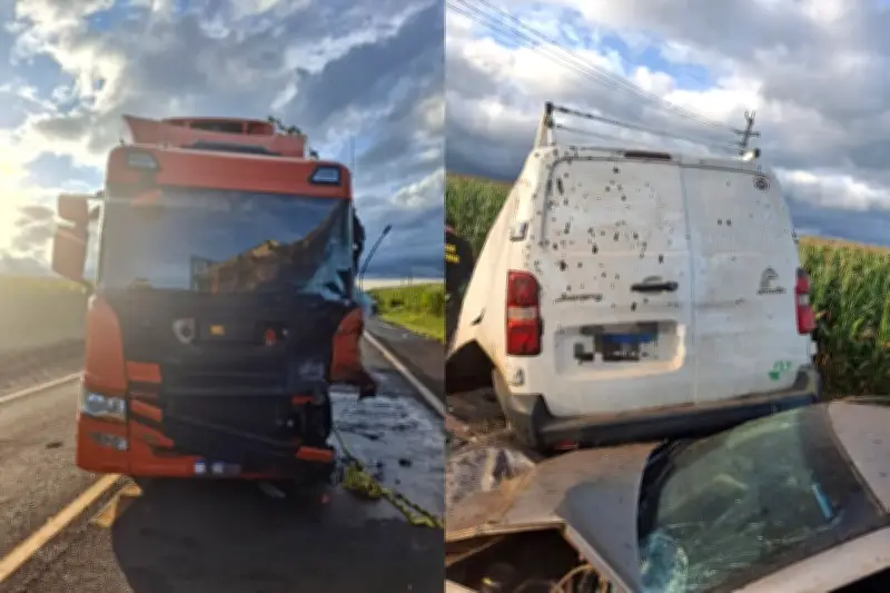 Motorista morre em batida frontal entre furgão e caminhão no PR