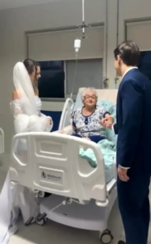 Noiva vai da igreja ao hospital para visitar avó internada em MG