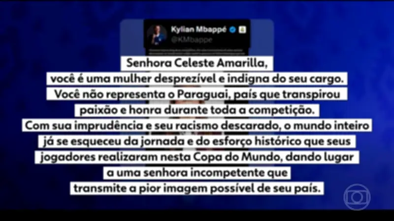 Senadora paraguaia faz ataques racistas a Mbappé após eliminação na Copa