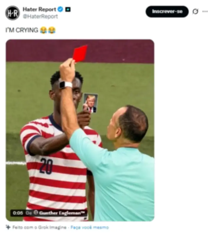 Trump pede revisão de cartão vermelho de Balogun e vira meme