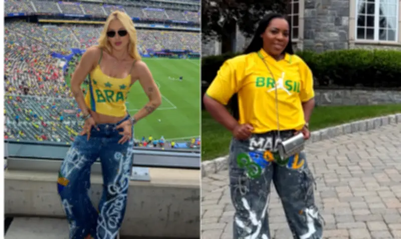 Virgínia e mãe de Vini Jr. usam calça personalizada da mesma loja