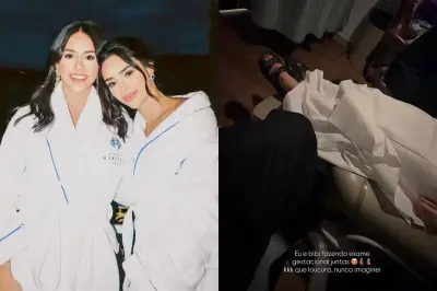 Bruna e Bianca Biancardi fazem exame gestacional juntas