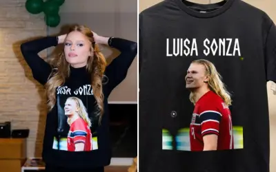 Camisa de Haaland com rosto de Luísa Sonza viraliza; cantora entra na brincadeira