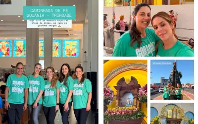 Mariana Fagundes se emociona em primeira caminhada à Romaria de Trindade
